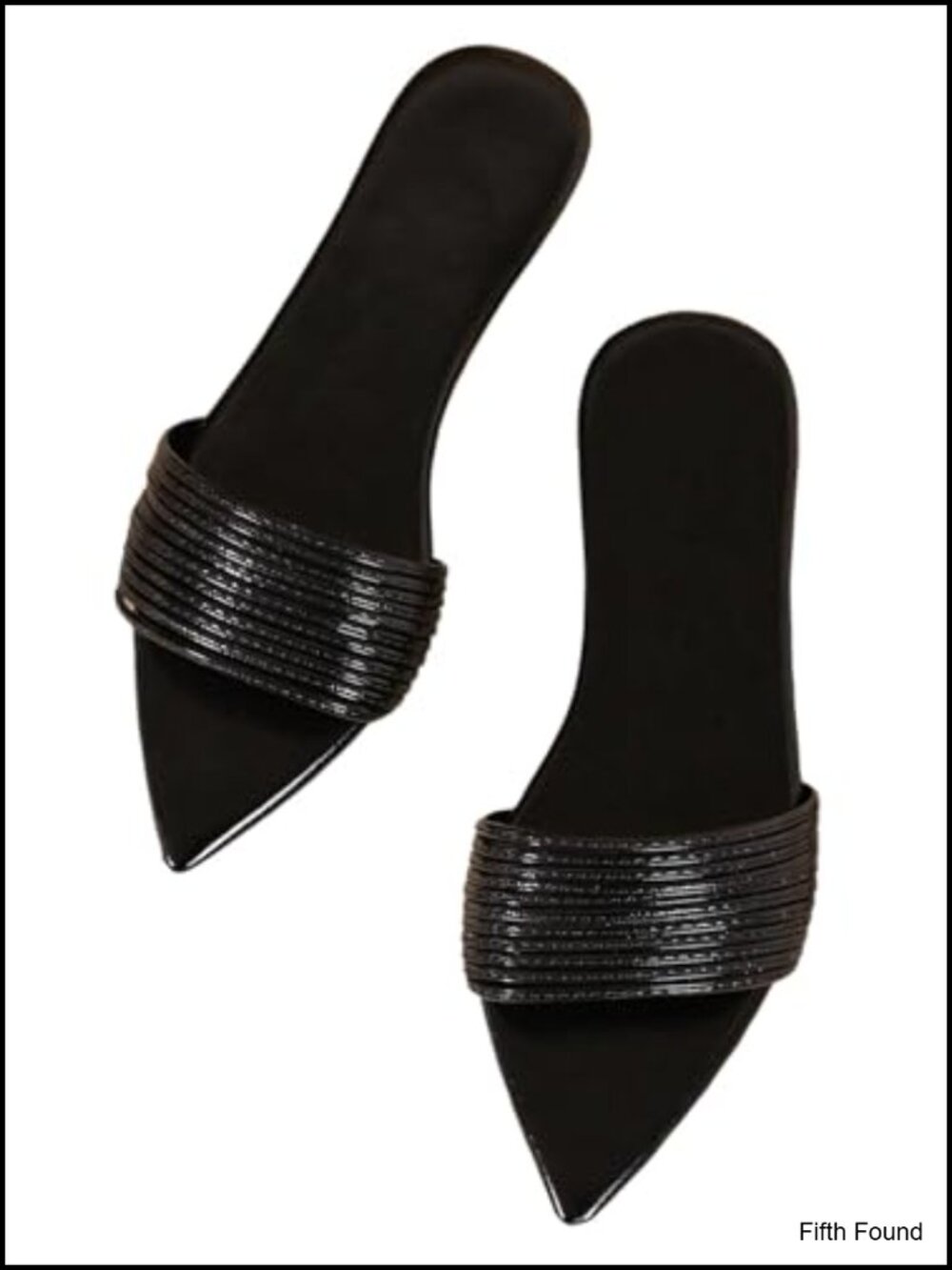 Rhinestone Slide Sandals Pointed Open Toe Flats Faux Leather Lightweight